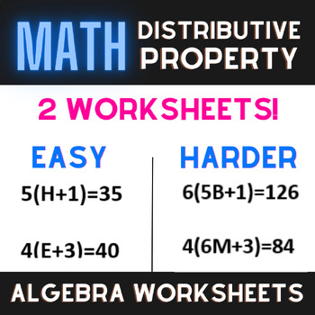 Preview of DISTRIBUTIVE PROPERTY - 2 Algebra Worksheets