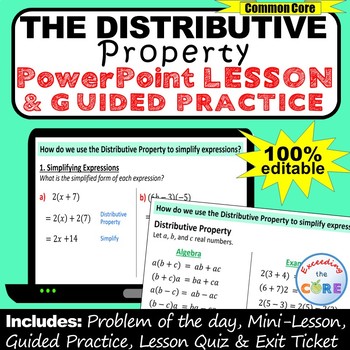 Preview of DISTRIBUTIVE PROPERTY PowerPoint Mini-Lesson & Practice | Distance Learning