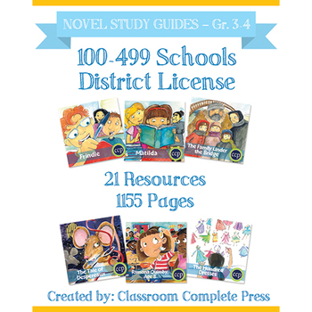 Preview of DISTRICT LICENSE 100-499 – Year Long Program – NOVEL STUDY GUIDES – Grades 3-4