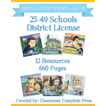 Preview of DISTRICT LICENSE 25-49 – Year Long Program – NOVEL STUDY GUIDES – Grades 7-8