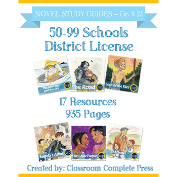 Preview of DISTRICT LICENSE 50-99 – Year Long Program – NOVEL STUDY GUIDES – Grades 9-12