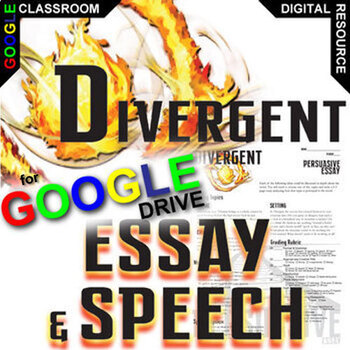 Preview of DIVERGENT Essay Questions, Speech Writing Prompts DIGITAL Thesis Summative