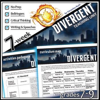 Preview of DIVERGENT Novel Study Unit Plan Activities - Prereading Projects Writing Quizzes