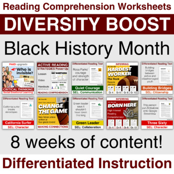 Preview of DIVERSITY BOOST: Black History Month - Amplifying Voices Reading Comprehension