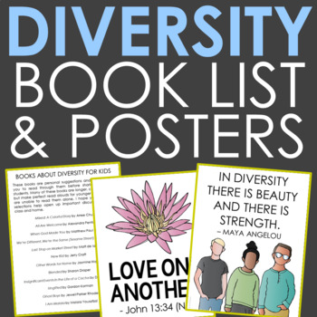 Preview of DIVERSITY Book List | Posters | Coloring Pages Activity FREE