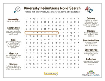 diversity word search by mylemarks teachers pay teachers