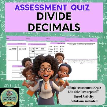 Preview of DIVIDE DECIMALS * ASSESSMENT QUIZ * Middle School Math