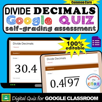 Preview of DIVIDE DECIMALS Digital Assessment  | Google Quiz | Distance Learning