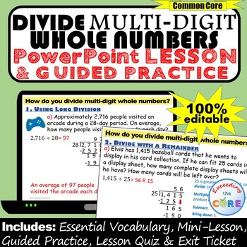Preview of DIVIDE MULTI-DIGIT WHOLE NUMBERS PowerPoint Lesson AND Guided Practice - DIGITAL