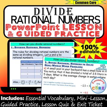 Preview of DIVIDE RATIONAL NUMBERS PowerPoint Lesson & Guided Practice | Distance Learning