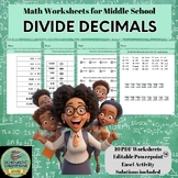 DIVIDING DECIMALS-5th/6th Middle School Math Worksheets