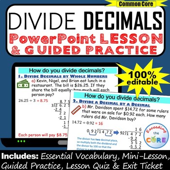 Preview of DIVIDE DECIMALS PowerPoint Lesson AND Guided Practice | Distance Learning