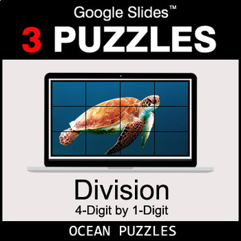 Preview of DIVISION 4-Digit by 1-Digit - Google Slides - Ocean Puzzles