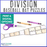 DIVISION Baseball Softball Math Puzzles: Sports Theme Bull