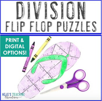 Preview of DIVISION Flip Flop Puzzles | Summer and End of Year Math Review Center
