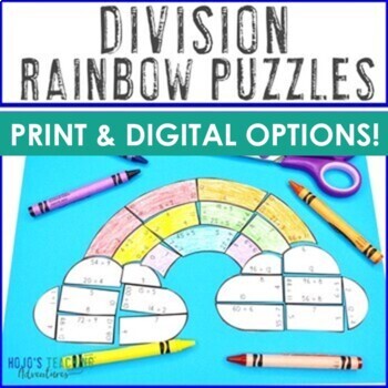 Preview of DIVISION Rainbow Craft: Spring Math Game Activity Puzzle Review Center