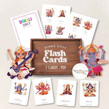 Preview of Hindu Gods Flash Cards | Montessori Inspired | Cultural Studies | Hinduism