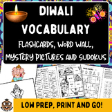 DIWALI VOCABULARY Flashcards Word Wall Mystery Picture and