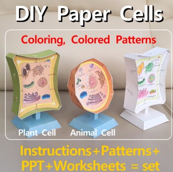 Preview of DIY 3D Paper Animal Cell Model, Paper Plant Cell Model, Coloring, Fill Blanks