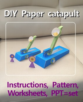 Preview of DIY 3D Paper catapult, paper trebuchet, siega, automata, papercraft, origami