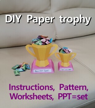 Preview of DIY 3D Paper trophy, papercraft, prize, origami, award, paper cup, activities