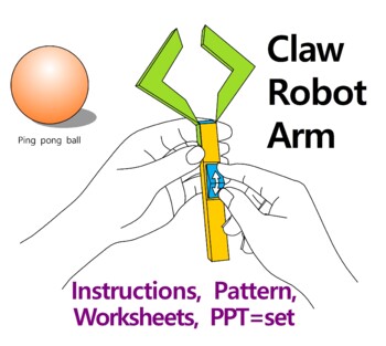 Preview of DIY 3D claw robot arm, 2 fingers robot arm, papercraft, origami, activities