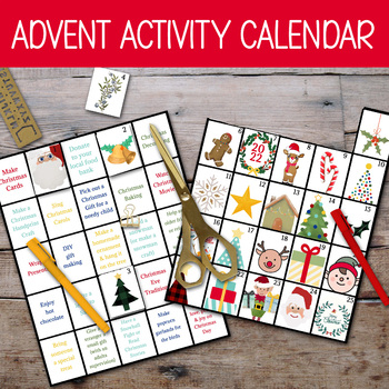 Preview of DIY ADVENT ACTIVITY CALENDAR WITH RANDOM ACTS OF KINDNESS, INSTANT DOWNLOAD