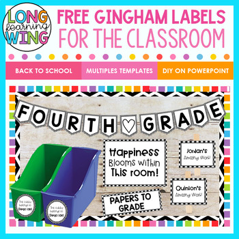 Preview of Black Gingham Editable Labels for Classroom Decor Library Labels and Supplies