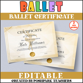 Preview of DIY Ballet Award Certificate Template | Ballerina Award Certificate