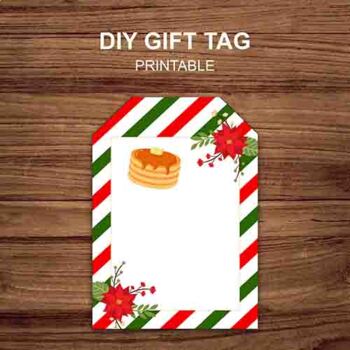 Printable Christmas Pancake Mix Gift Tag Easy Quick Holiday Gift Idea /  Favor Tag Pancake Gift Personalized Printable DIY 