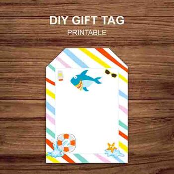 DIY Blank tag design - Summer beach gift tag by K Kids Resources