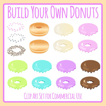 Download Diy Build Your Own Donuts Doughnuts Clip Art Set Commercial Use