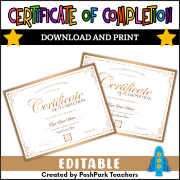 Preview of DIY Certificate of Completion Template, Editable and Printable!
