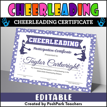 Printable Cheerleading Awards Editable Cheerleading Certificate