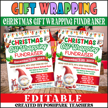 DIY Christmas Gift Wrapping Fundraiser Flyer | Holiday Gift Wrap Event ...