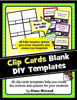 Preview of DIY Clip Card Templates—28 B&W templates in various sizes and formats, plus more