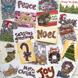 DIY Coloring Christmas Cards - Set of 20 read-to-fold prin