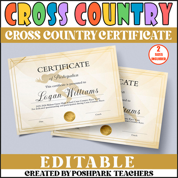 Preview of DIY Cross Country Race Certificate | Track and Field Sports Award Template