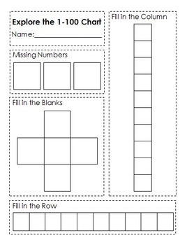 Preview of DIY Explore the 1-100 Chart Activity Sheet