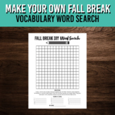 DIY Fall Break Word Search | Vocabulary Game | Printable R