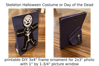 Preview of DIY Halloween Skeleton Costume or Day Of The Dead Frame Ornament For 2x3 Photo