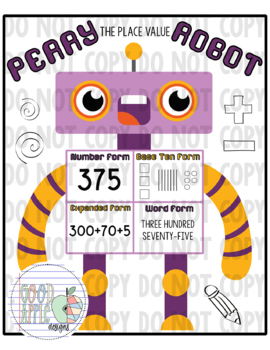 Preview of DIY Jumbo Perry the Place Value Robot Printable Traceable Anchor Chart Template