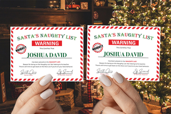 DIY Santa Christmas List Template, Custom Santa Naughty List Certificate