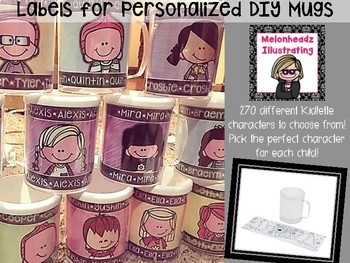 Preview of Personalized Hot Chocolate Cocoa Mugs Cups Editable Labels {Melonheadz Kidlette}