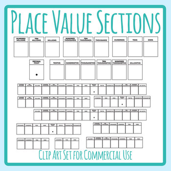 Preview of DIY Place Value Houses / Charts In Black and White Clip Art Set Commercial Use