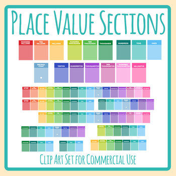 Preview of DIY Place Value Houses / Charts In Rainbow Colors Clip Art Set Commercial Use