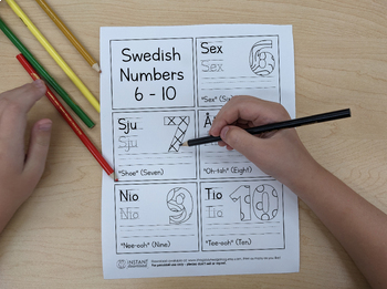 Preview of DIY Printable 1-10 Swedish Numbers Coloring Page Teach Kids Language Learn Count