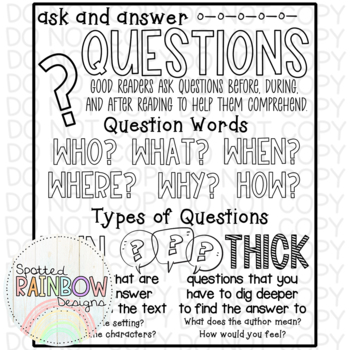 Preview of DIY Printable Ask and Answer Questions Reading Traceable Anchor Chart Template