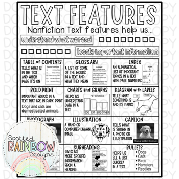 Preview of DIY Printable Jumbo Text Features Reading Traceable Anchor Chart Template