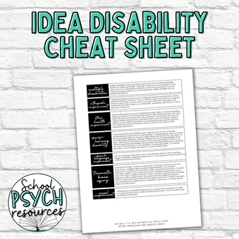 DIY Printable School Psychologist Planner Pages: IDEA Disability Cheat ...